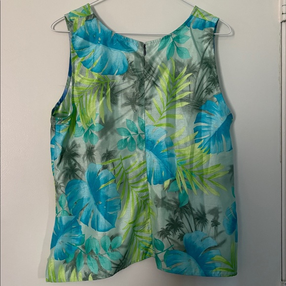Eris Apparel Size 12, tropical Sleeveless Top - Blue and Green - Picture 3 of 4